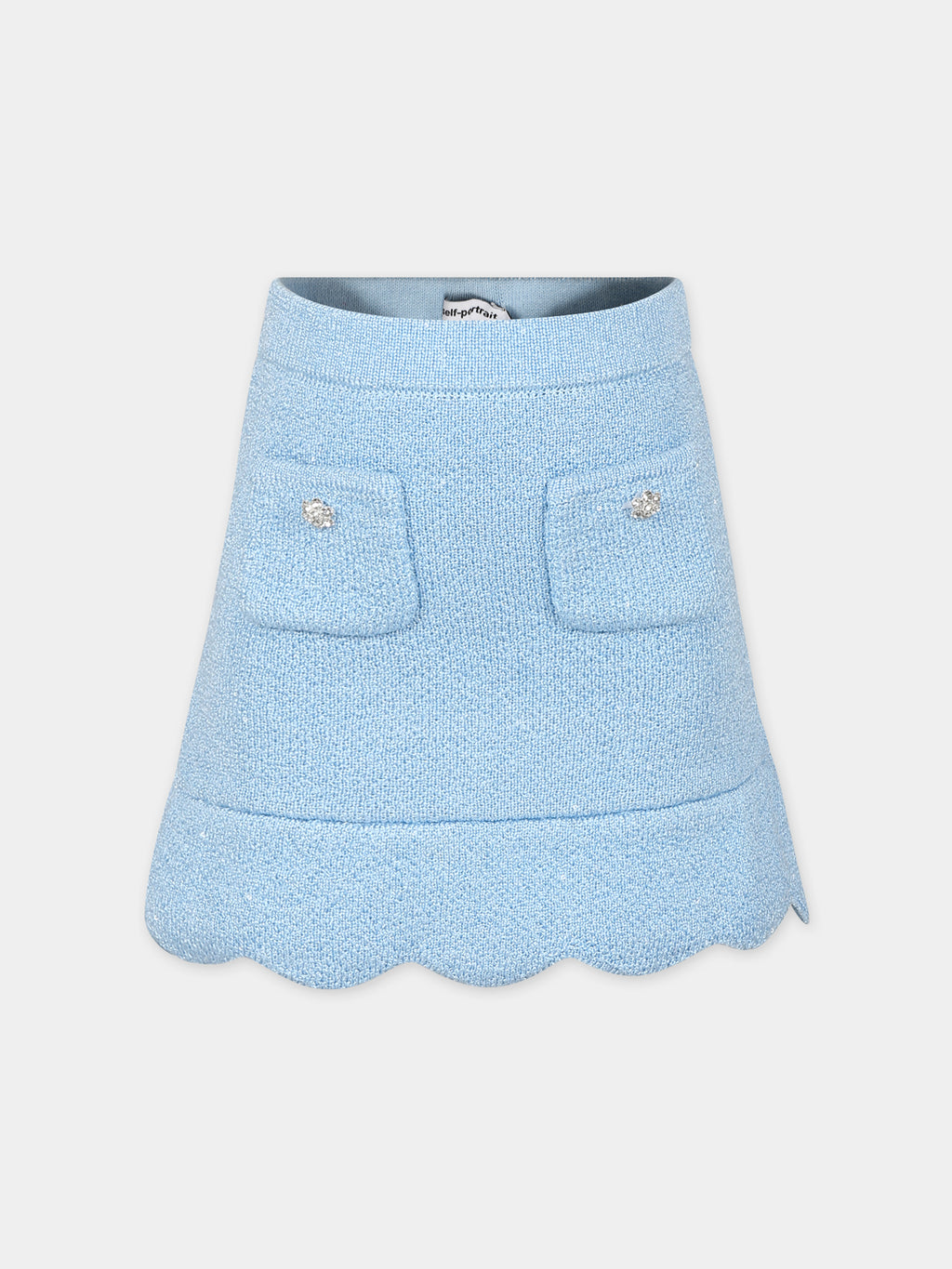 Elegant sky blue knit skirt for girl with sequins